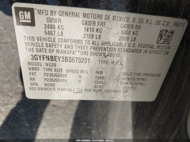 2011 CADILLAC SRX 3GYFNBEY3BS673201 Photo 8