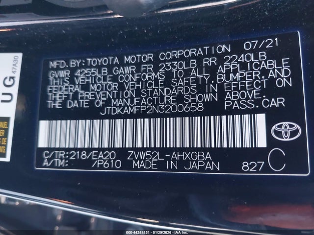 Toyota Prius Prime Xle 2022 JTDKAMFP2N3200658 Image 9