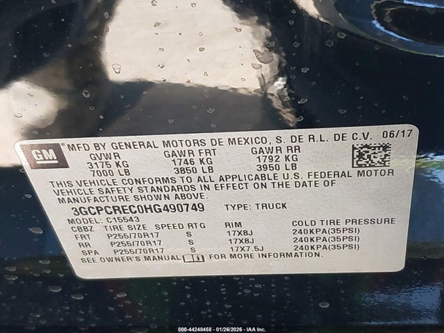 3GCPCREC0HG490749 Chevrolet Silverado 1500 1lt