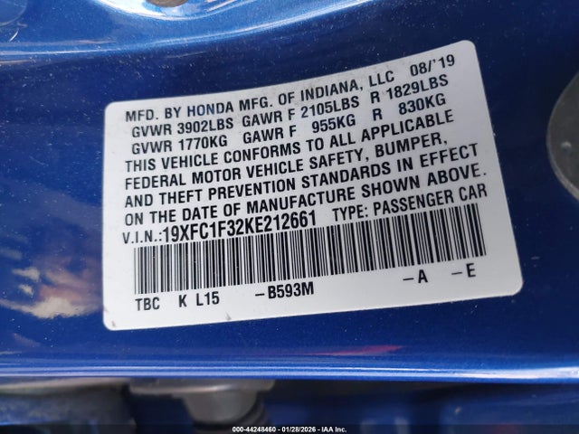 19XFC1F32KE212661 Honda CIVIC EX
