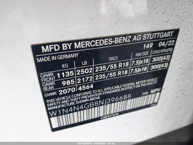 W1N4N4GB8NJ396688 Mercedes-Benz GLA 250