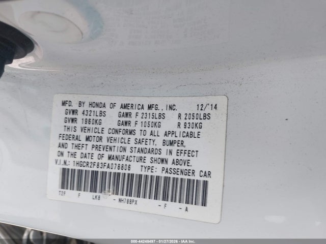 Honda Accord Ex-l 2015 1HGCR2F83FA078806 Image 9