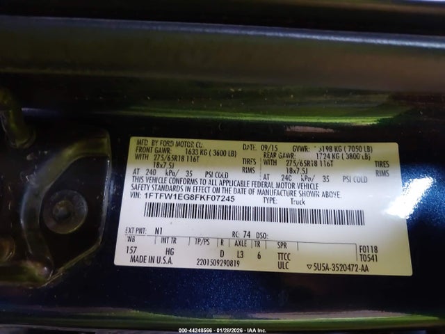 Ford F-150 Lariat 2015 1FTFW1EG8FKF07245 Image 9