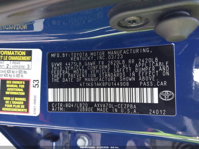 4T1K61AK8PU144908 Toyota CAMRY XSE