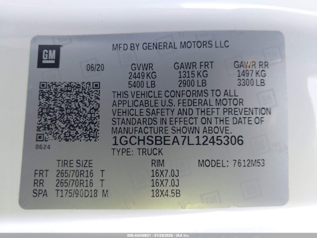 1GCHSBEA7L1245306 Chevrolet Colorado 2wd Long Box Wt