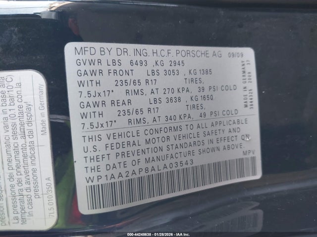 2010 PORSCHE CAYENNE WP1AA2AP8ALA03543 Photo 8