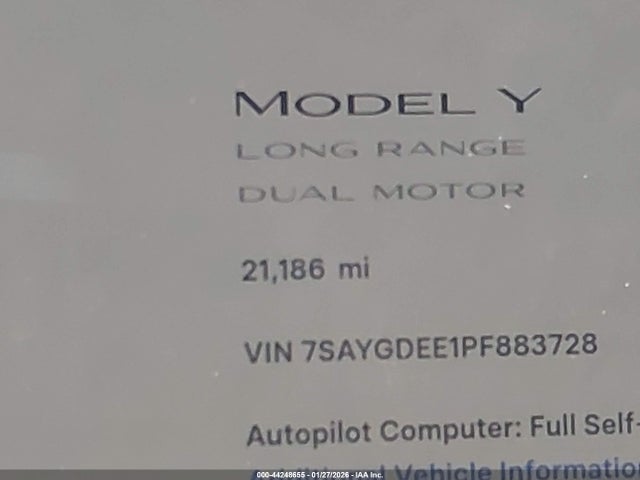7SAYGDEE1PF883728 Tesla Model Y Awd/long Range Dual Motor All-wheel Drive
