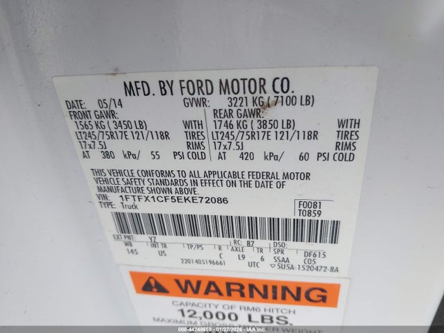 Ford F-150 Xl 2014 1FTFX1CF5EKE72086 Image 9