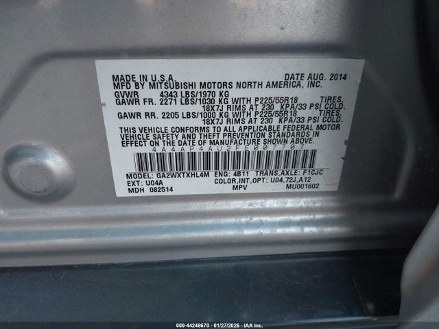 2015 MITSUBISHI OUTLANDER SPORT 4A4AP4AU2FE007707 Photo 8