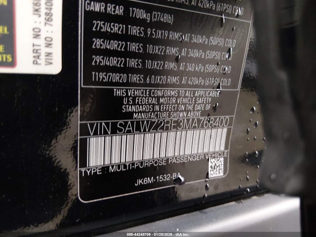 SALWZ2RE3MA768400 Land Rover Range Rover Sport Svr/svr Carbon Edition