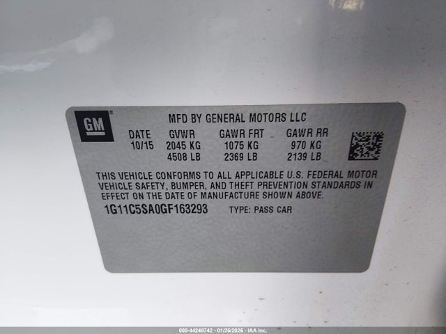 1G11C5SA0GF163293 Chevrolet Malibu Limited Lt