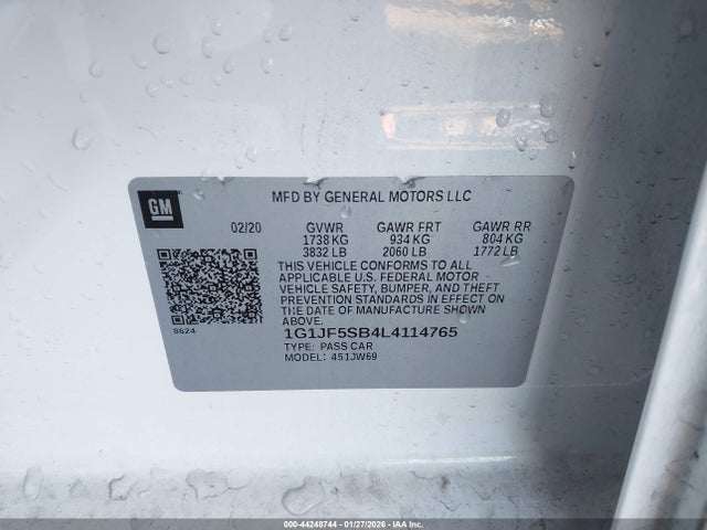 1G1JF5SB4L4114765 Chevrolet Sonic Fwd Premier