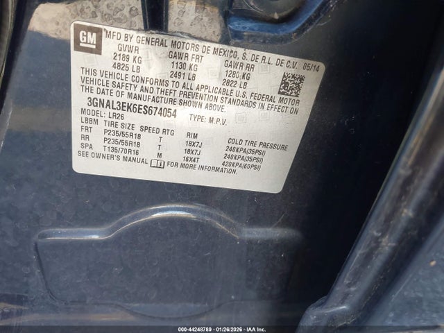 3GNAL3EK6ES674054 Chevrolet Captiva Sport Lt