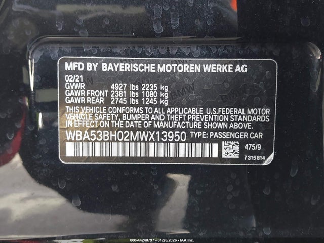 WBA53BH02MWX13950 BMW 530I