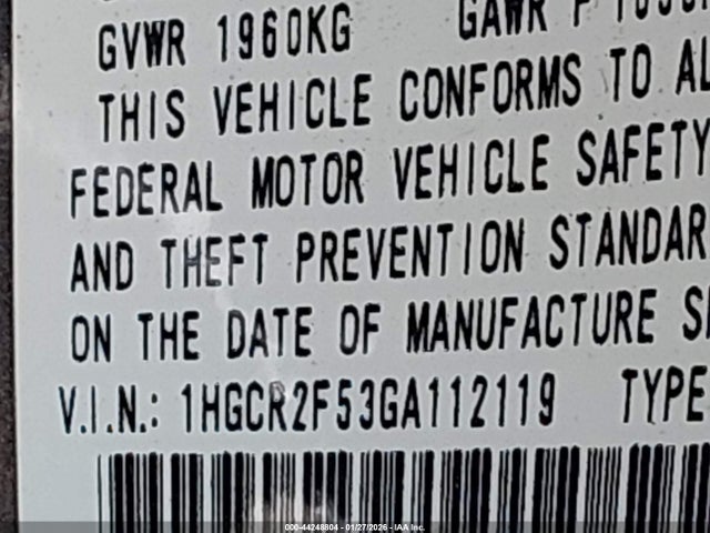 1HGCR2F53GA112119 Honda Accord Sport