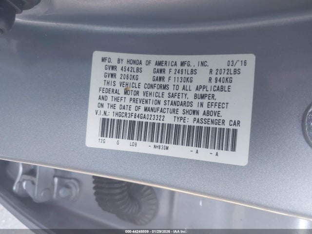 1HGCR3F84GA023322 Honda Accord Ex-l V-6