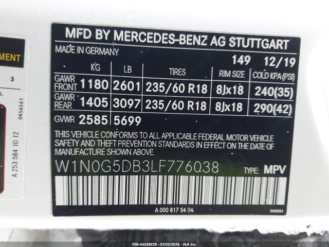 Aukcja sprzedaży 2020 Mercedes-benz Glc 350e 4matic, vin: W1N0G5DB3LF776038, numer aukcji: 44248829