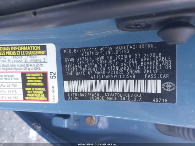 Продаж на аукціоні авто 2023 Toyota Camry Se, vin: 4T1G11AK5PU130548, номер лоту: 44248853