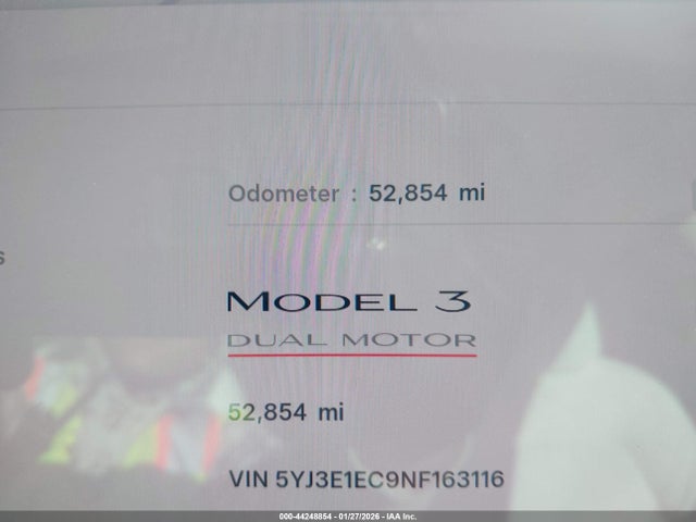 44248854 :رقم المزاد ، 5YJ3E1EC9NF163116 vin ، 2022 Tesla Model 3 Performance Dual Motor All-wheel Drive مزاد بيع