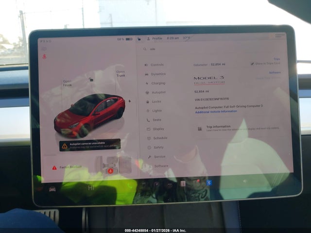 44248854 :رقم المزاد ، 5YJ3E1EC9NF163116 vin ، 2022 Tesla Model 3 Performance Dual Motor All-wheel Drive مزاد بيع