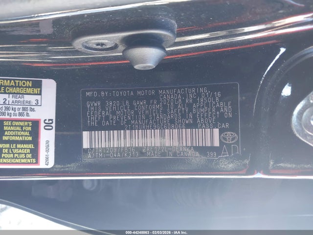 2T1BURHE9GC608066 Toyota COROLLA LE