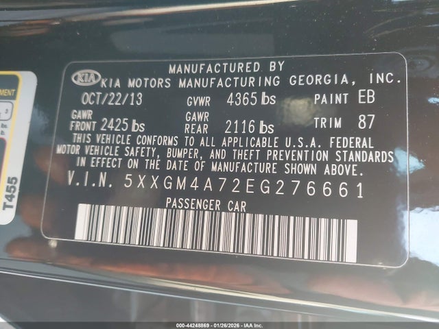 5XXGM4A72EG276661 KIA Optima Lx