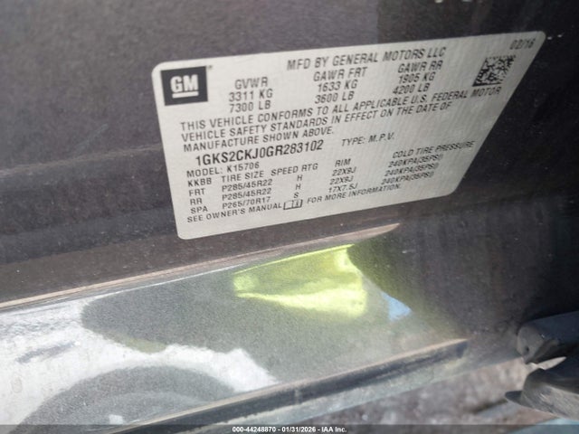 Продаж на аукціоні авто 2016 Gmc Yukon Denali, vin: 1GKS2CKJ0GR283102, номер лоту: 44248870