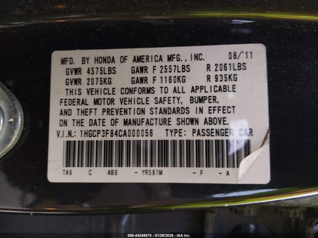 2012 HONDA ACCORD SDN 1HGCP3F84CA000056 Photo 8