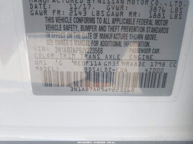 3N1AB7AP9JY223568 Nissan SENTRA SV