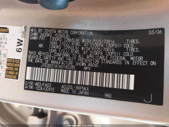 2006 TOYOTA HIGHLANDER JTEDD21A160145285 Photo 8