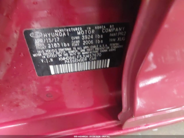 KMHD84LF5JU457670 Hyundai Elantra Limited