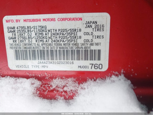 2016 MITSUBISHI OUTLANDER JA4AZ3A31GZ023016 Photo 8