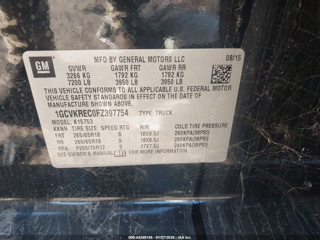 Chevrolet Silverado 1500 2lt 2015 1GCVKREC0FZ397754 Image 9