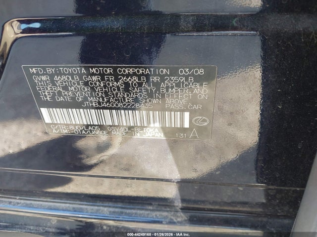 2008 LEXUS ES 350 JTHBJ46G082228435 Photo 8