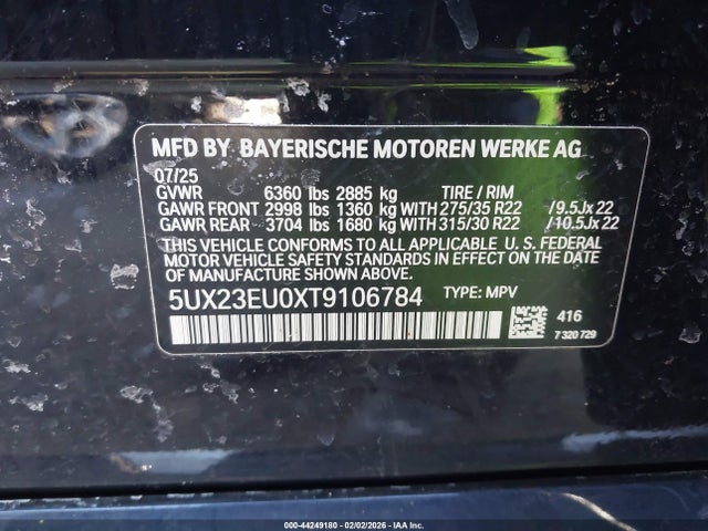 Продаж на аукціоні авто 2026 Bmw X5 Xdrive40i, vin: 5UX23EU0XT9106784, номер лоту: 44249180