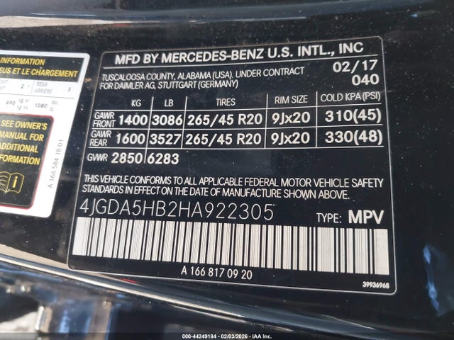 Продажа на аукционе авто 2017 Mercedes-benz Gle 350 4matic, vin: 4JGDA5HB2HA922305, номер лота: 44249184