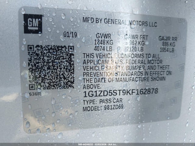 2019 CHEVROLET MALIBU 1G1ZD5ST9KF162878 Photo 8