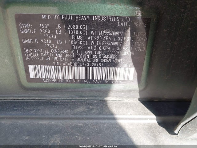 Subaru Outback 2.5i Premium 2014 4S4BRBCC7E3226487 Image 9