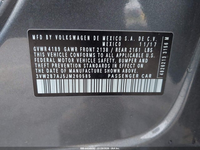 3VW2B7AJ5JM260585 Volkswagen Jetta 1.4t S