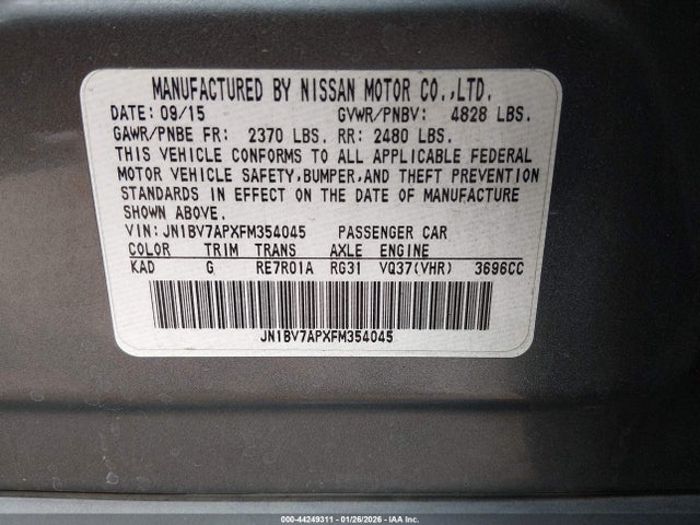 JN1BV7APXFM354045 Infiniti Q50 Premium