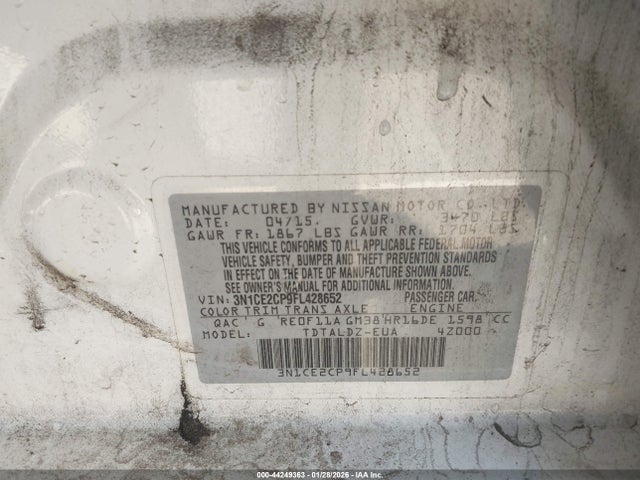 3N1CE2CP9FL428652 Nissan Versa Note Sv