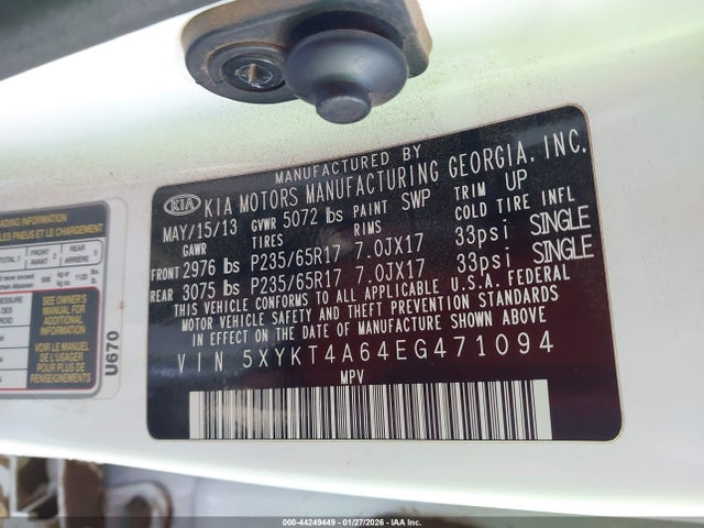5XYKT4A64EG471094 KIA SORENTO LX