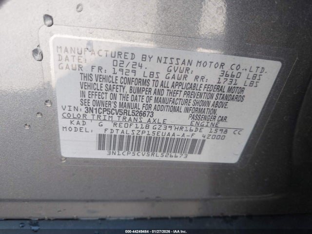3N1CP5CV5RL526673 Nissan Kicks Sv Xtronic Cvt