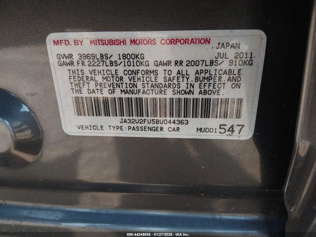 2011 MITSUBISHI LANCER JA32U2FU5BU044363 Photo 8
