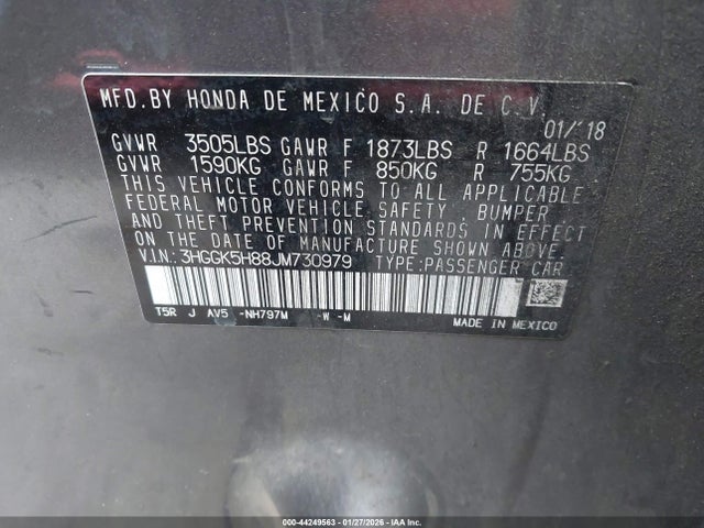 3HGGK5H88JM730979 Honda FIT EX
