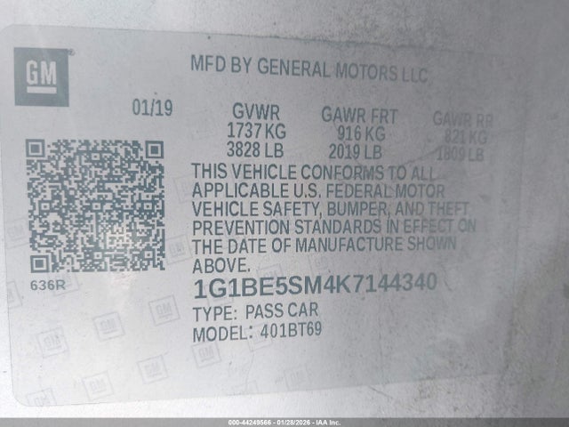 1G1BE5SM4K7144340 Chevrolet CRUZE LT
