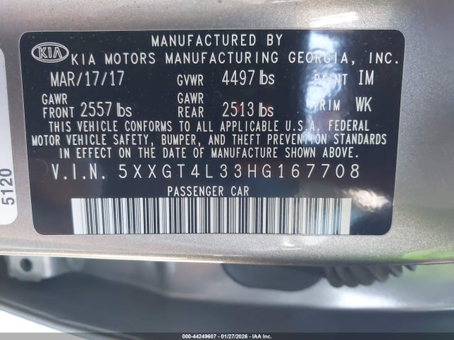5XXGT4L33HG167708 KIA Optima Lx