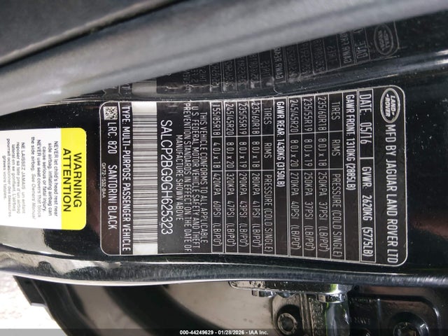 SALCP2BG9GH625323 Land Rover Discovery Sport Se