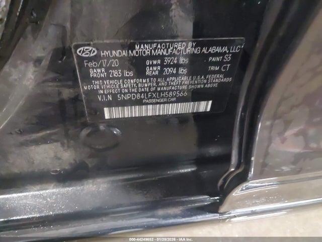 5NPD84LFXLH589566 Hyundai ELANTRA SEL