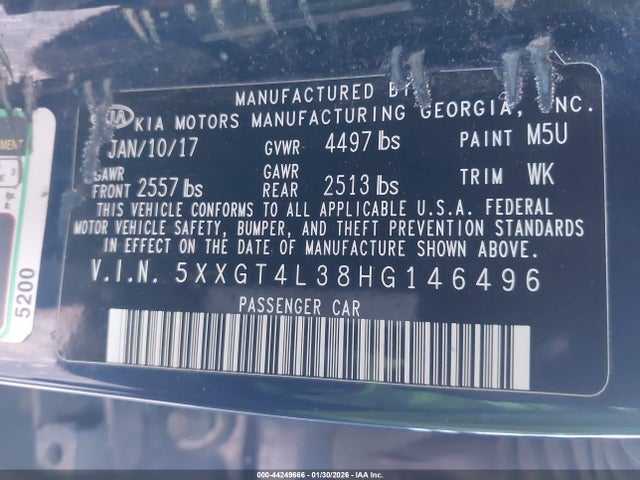 5XXGT4L38HG146496 KIA Optima Lx